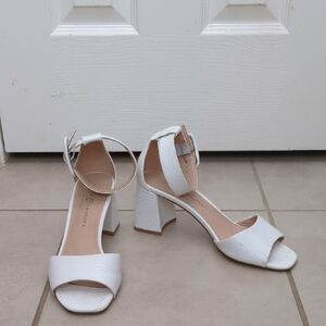 Chinese Laundry White Ankle Strap Block Heels